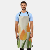 Gele tulpbloem schort (Gedragen)