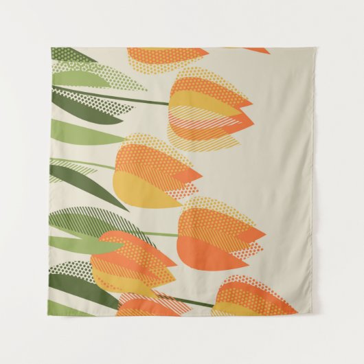 Gele tulpbloem wandkleed (Voorkant (horizontaal))