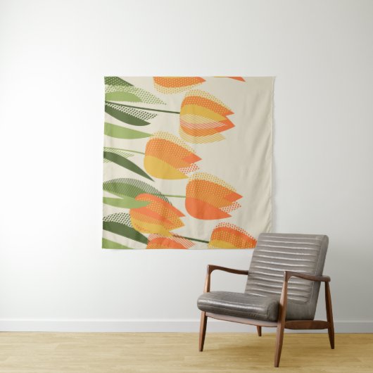 Gele tulpbloem wandkleed (In Situ (horizontaal))