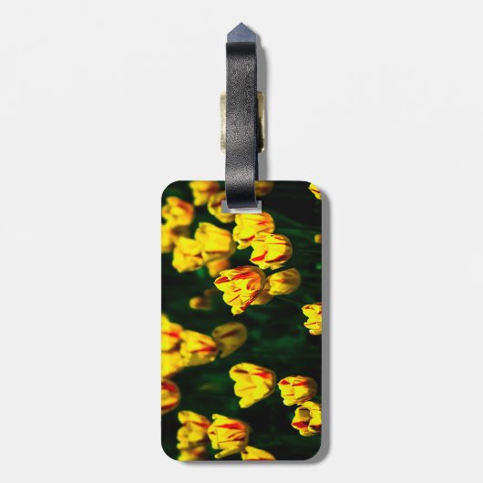Gele tulpbloemen bagagelabel (Achterkant verticaal)