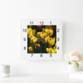 Gele tulpbloemen vierkante klok (Huis)