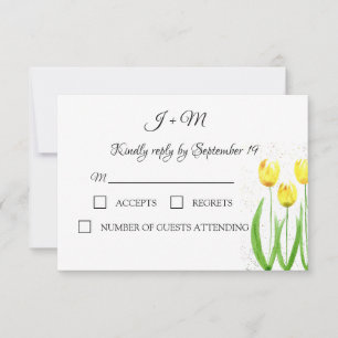 Gele Tulpen Bloemen Lente Bruiloft RSVP Kaartje