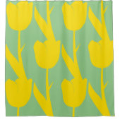 Gele Tulpen Bloemen Patronen Sage Groen Douchegordijn (Voorkant)