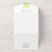 Gele Tulpen Bloemen Waterverf Lente Bruiloft All In One Uitnodiging (Buitenkant)