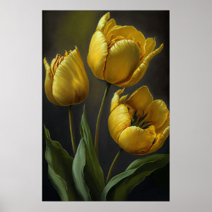 Gele Tulpen Bloemenkunst Print Poster