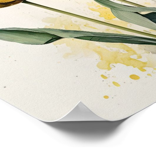 Gele Tulpen Bloemenkunst Print Poster (Hoek)