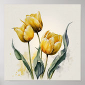Gele Tulpen Bloemenkunst Print Poster (Voorkant)