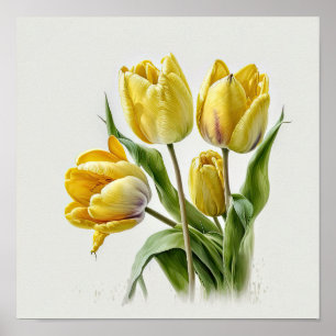 Gele Tulpen Bloemenkunst Print Poster