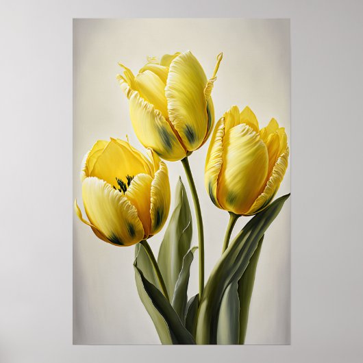 Gele Tulpen Bloemenkunst Print Poster (Voorkant)