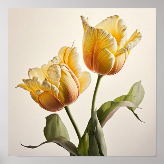 Gele Tulpen Bloemenkunst Print Poster (Voorkant)