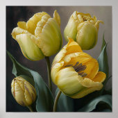 Gele Tulpen Bloemenkunst Print Poster (Voorkant)