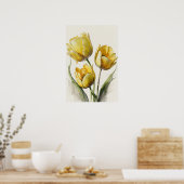 Gele Tulpen Bloemenkunst Print Poster (Keuken)