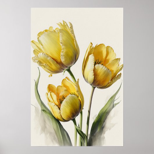 Gele Tulpen Bloemenkunst Print Poster (Voorkant)