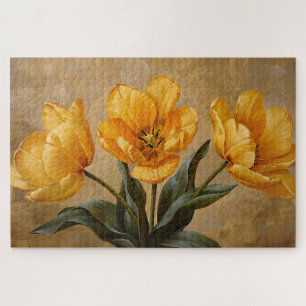 Gele Tulpen Botanische Olieverfschilderij Legpuzzel
