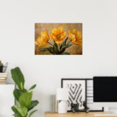 Gele Tulpen Botanische Olieverfschilderij Poster (Thuiskantoor)