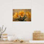 Gele Tulpen Botanische Olieverfschilderij Poster (Keuken)