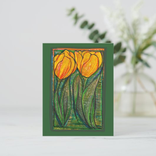 Gele tulpen briefkaart (Staand voorkant)