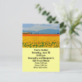 Gele tulpen en schoolbus kaart (Staand voorkant)