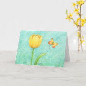 Gele tulpen en vlinder blanco elke verblijfskaart kaart (Gele Bloem)