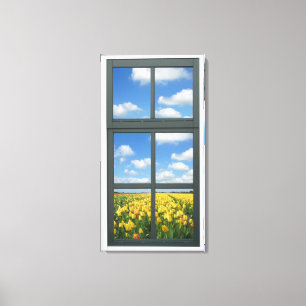 Gele Tulpen Faux Uitzicht Canvas Afdruk
