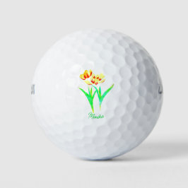 Gele Tulpen Golfbal met tekst Golfballen
