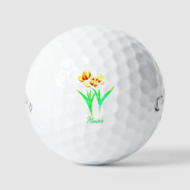 Gele Tulpen Golfbal met tekst Golfballen