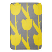 Gele tulpen gouden bloemen grijs badmat (Voorkant Verticaal)