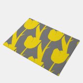 Gele tulpen gouden bloemen grijs deurmat (Schuin)