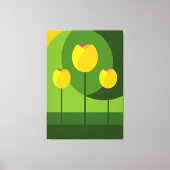 Gele Tulpen Groene Achtergrond | Bloemen Canvas Afdruk (Voorkant)