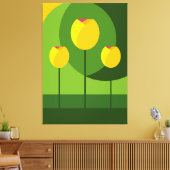 Gele Tulpen Groene Achtergrond | Bloemen Canvas Afdruk (Insitu (Woonkamer))