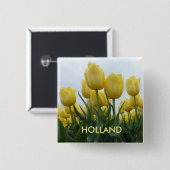 Gele Tulpen Holland Square Button (Voorkant /achterkant)