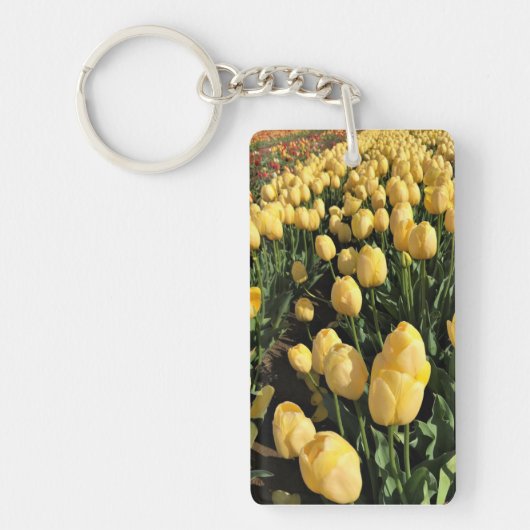 Gele Tulpen in een veld, Oregon Sleutelhanger (Voorkant)