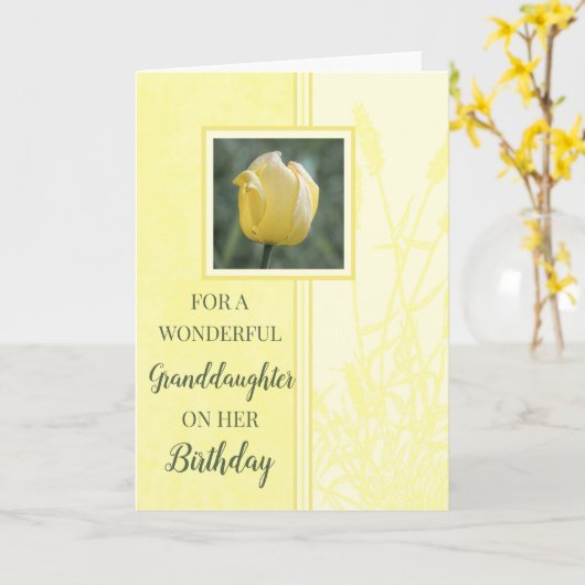Gele Tulpen Kleindochter Verjaardag Kaart (Gele Bloem)