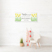Gele Tulpen Lente Bloemen Rustieke Elegante Bruilo Spandoek (Insitu)
