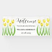 Gele Tulpen Lente Bloemen Rustieke Elegante Bruilo Spandoek (Horizontaal)