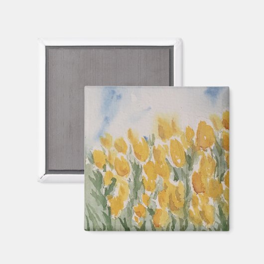 Gele tulpen magneet (Voorkant / Achterkant)