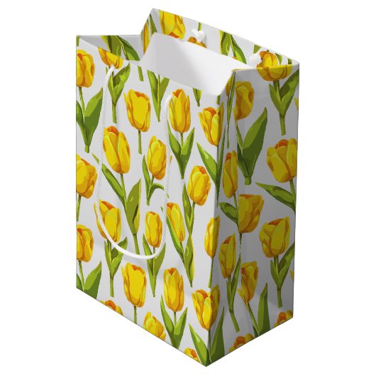 Gele tulpen medium cadeauzakje (Voorkant Gekanteld)