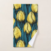 Gele tulpen met blauwe bladeren bad handdoek (Handdoek)