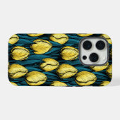 Gele tulpen met blauwe bladeren iPhone hoesje (Achterkant horizontaal)