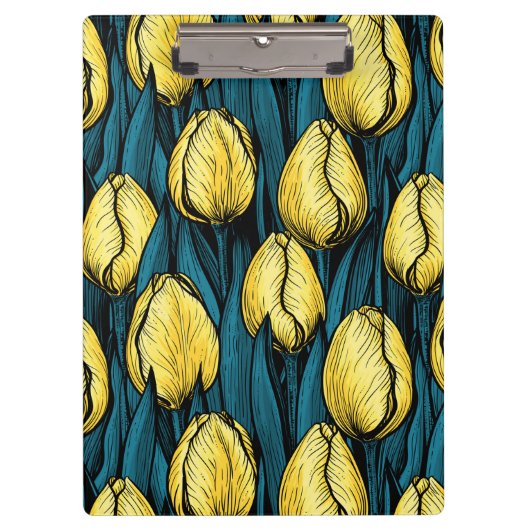 Gele tulpen met blauwe bladeren klembord (Voorkant)