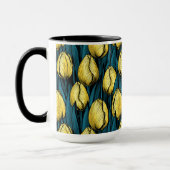 Gele tulpen met blauwe bladeren mok (Links)