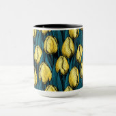 Gele tulpen met blauwe bladeren mok (Midden)