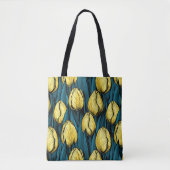 Gele tulpen met blauwe bladeren tote bag (Voorkant)