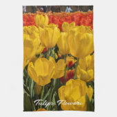 Gele tulpen met lakkop, keukendoek theedoek (Verticaal)