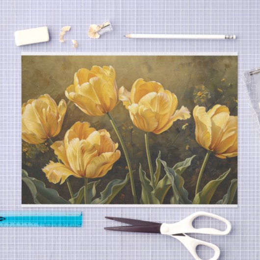Gele Tulpen  Olieverfschilderij Decoupage Tissuepapier (Craft)