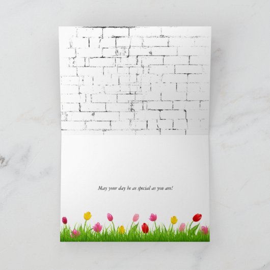 Gele Tulpen op de Kaart van de Brick-Moederdag (Binnen)