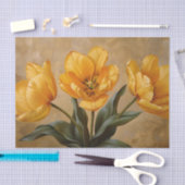 Gele Tulpen op Gouden Olieverfschilderij Decoupage Tissuepapier (Craft)