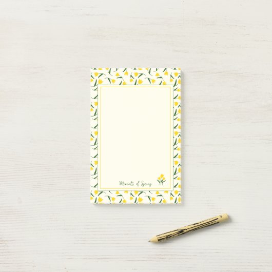 Gele tulpen post-it® notes (Op bureau)