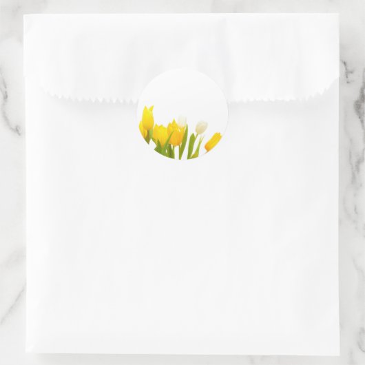 Gele tulpen ronde sticker (Tas)