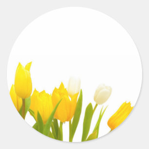 Gele tulpen ronde sticker
